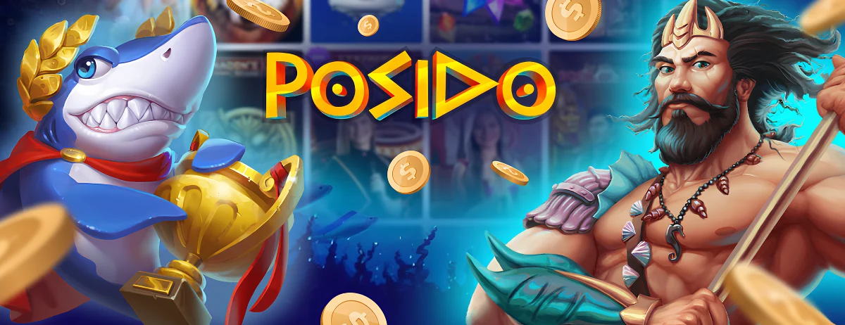 Posido Casino con Poseidón y Tiburón